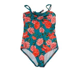 Billabong Blue‎ and Pink One Piece Swimsuit with Floral Design